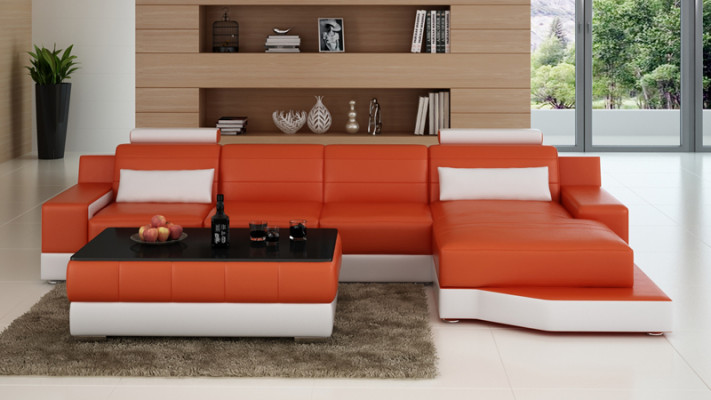 Ledercouch Couch Wunnlandschaft Ecksofa Modern Eck Garnitur Dekor Design