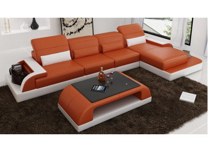 Ledersofa Couch Wunnlandschaft Eckssofa Eck Garnitur Design Modern Sofa L6012C