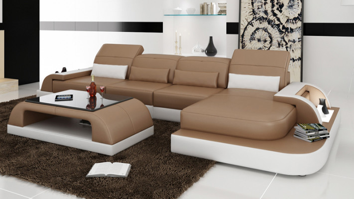 Ledersofa Couch Wunnlandschaft Eckssofa Eck Garnitur Design Modern Sofa L6012C