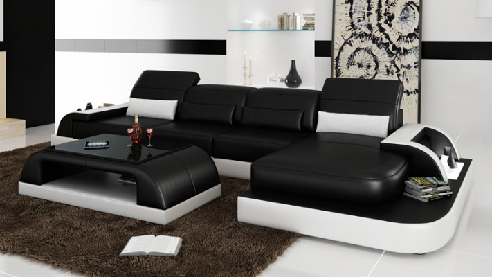 Ledersofa Couch Wunnlandschaft Eckssofa Eck Garnitur Design Modern Sofa L6012C