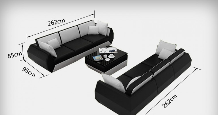 Ledercouch Couch Wunnlandschaft 3+3 Sëtzer Garnitur Design Modern