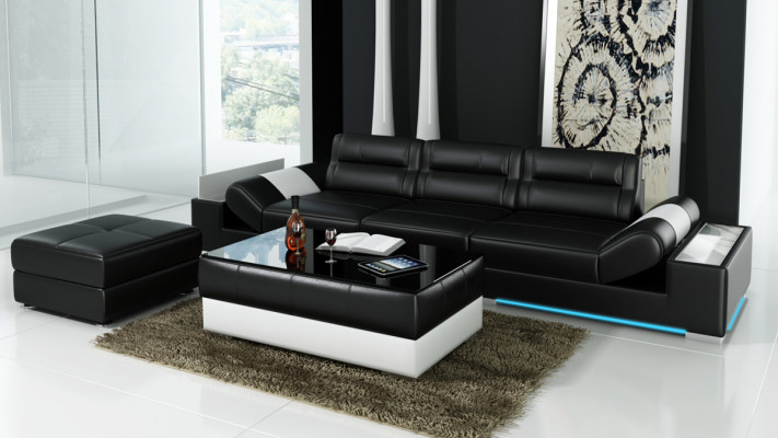 Liederdivan Sofa Canapé Sofagarnitur Nei 3+3 Sëtzer Garnitur Design Nei