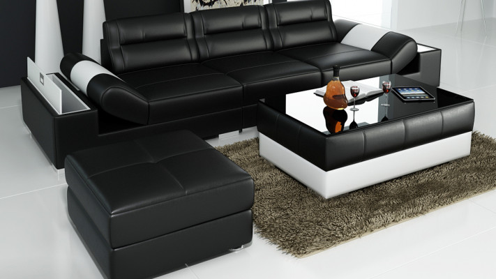 Liederdivan Sofa Canapé Sofagarnitur Nei 3+3 Sëtzer Garnitur Design Nei