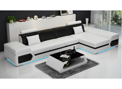 Ledersofa Modern Sofa Canapé Wunnlandschaft Ecksofa Garnitur Dekor Design