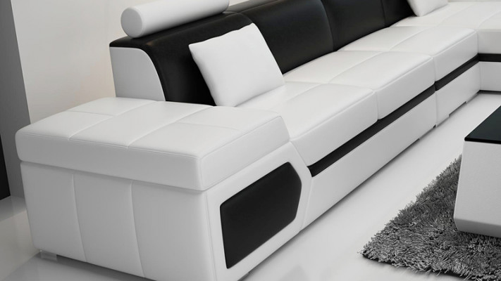 Ledersofa Modern Sofa Canapé Wunnlandschaft Ecksofa Garnitur Dekor Design