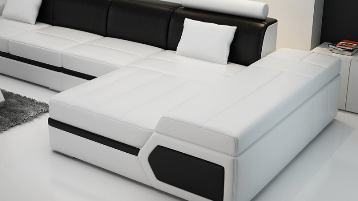 Ledersofa Modern Sofa Canapé Wunnlandschaft Ecksofa Garnitur Dekor Design