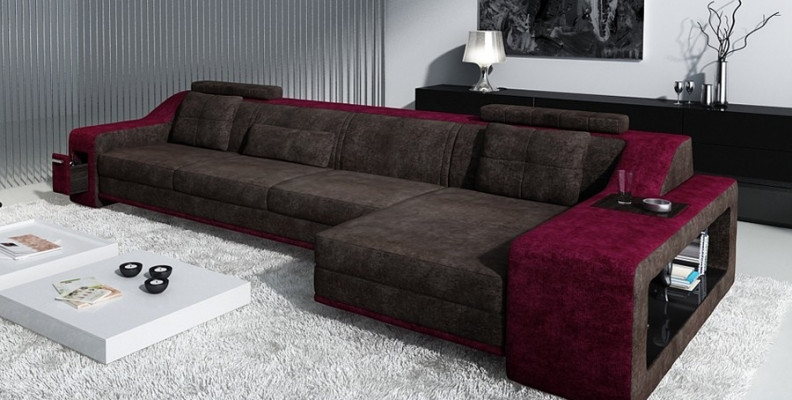 Design Ecksofa Sofa Couch Polster Sëtz Eck Garnitur Sofen Lieder Textil Themar WG