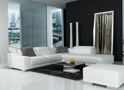 Ledercouch Sofa Canapé Wunnlandschaft Ecksiedlung Eck Garnitur Design Modern L K5002C