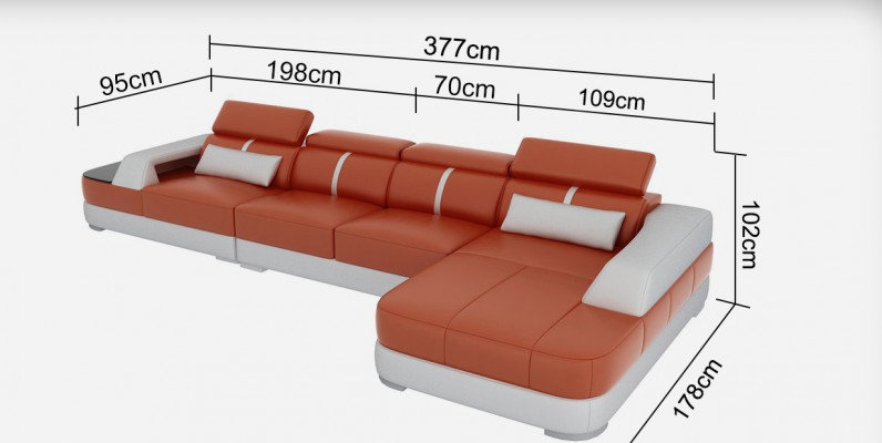 Ledersofa Polster Sëtz Eck Sofa Garnitur Wunnlandschaft Wunnzëmmer