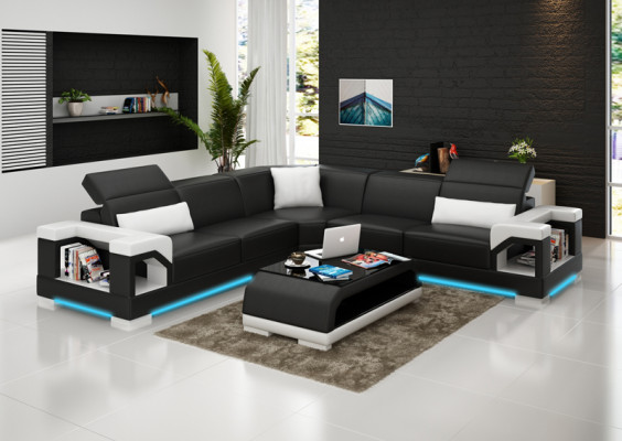 Liederdivan Sofa Canapé Wunnlandschaft Modern Eck Eckdivan Garnitur Design