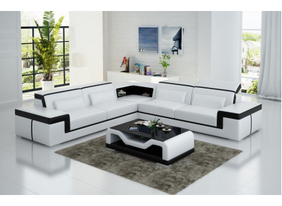 Ledersofa Couch Wunnlandschaft Ecksofa Eck Garnitur Design Moderne Sofa G8020B