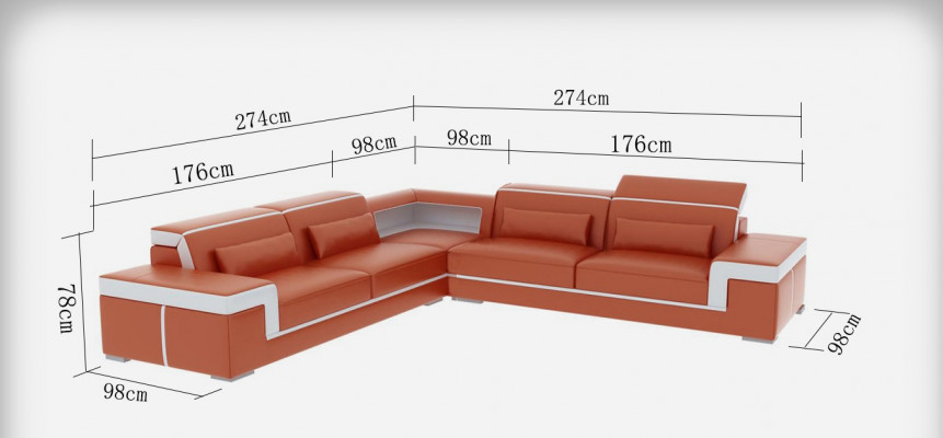 Ledersofa Couch Wunnlandschaft Ecksofa Eck Garnitur Design Moderne Sofa G8020B