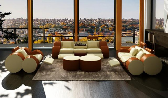 LEDERSOFAS 3/2/1-SITZER RELAX COUCH SOFASGARNITUR COUCHGARNITUR POLSTERGARNITUR