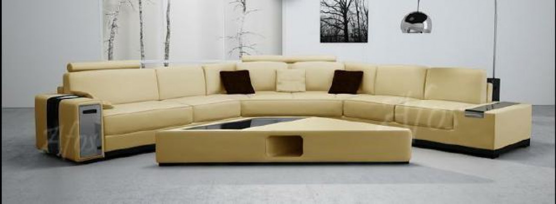 Ledersofae Ecksofa Sofa Couch Design Sëtz Polster Garnitur Wohnlandschaft 2348