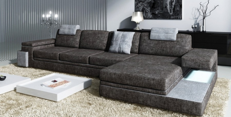 Design Ledersofa Sofa Couch Polster Wunnlandschaft Eck Garnitur Eck Tachau BS