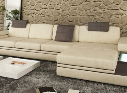Design Ledercouch Sofa Canapé Polster Lounge Garnitur Eck Textil