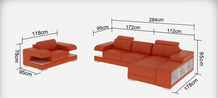 Ledercouch Wunnlandschaft Eckcouch Fotell Garnitur Modern Sofa Nei G8028E