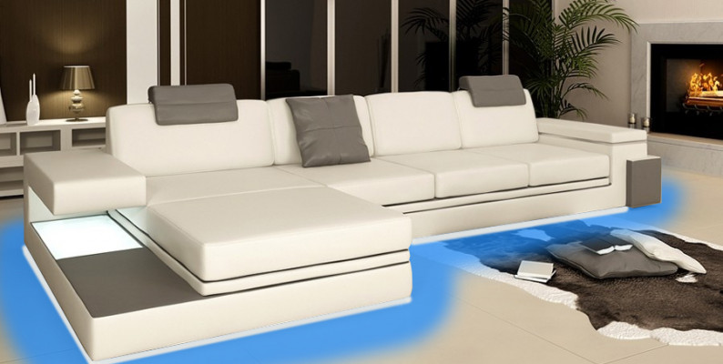 Design Liederdivan Sofa Canapé Garnitur Polster Wunnlandschaft Eck Textil