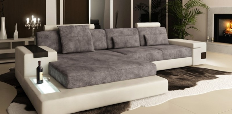 Ledercouch Sofa Canapé Polster Eck Garnitur L Form Stécke Bellini Stoff.