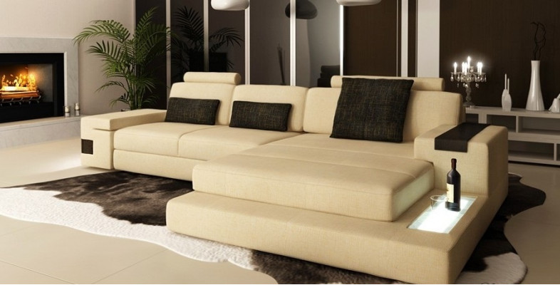 Ledercouch Sofa Canapé Polster Eck Garnitur L Form Stécke Bellini Stoff.