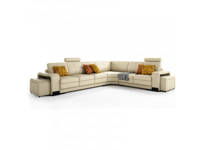 Eleganz fir Äert Doheem Neien L-Form Ecksofa a modernem Beige