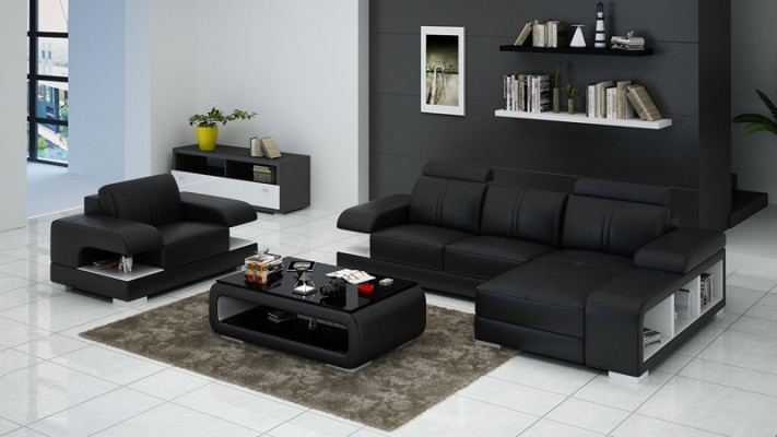 Ledercouch Wunnlandschaft Eckcouch Fotell Garnitur Modern Sofa Nei G8028E