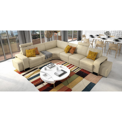 Eleganz fir Äert Doheem Neien L-Form Ecksofa a modernem Beige