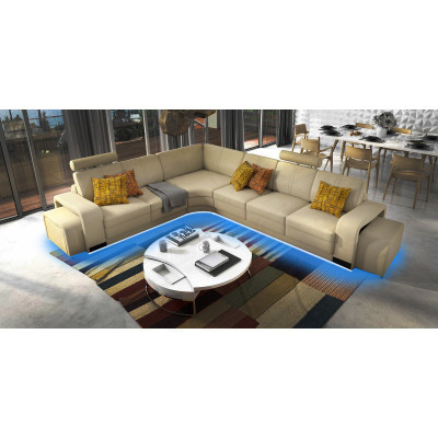 Eleganz fir Äert Doheem Neien L-Form Ecksofa a modernem Beige