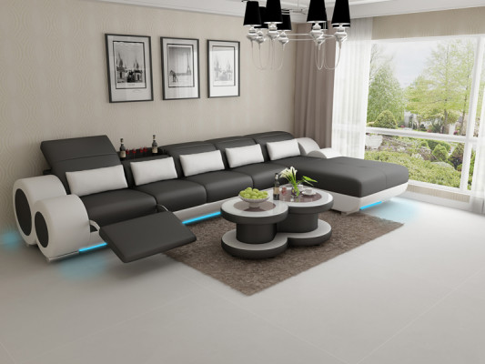 Ledercouch Sofa Sofa Wunnlandschaft Modern Eck Ecksëtzt Design Garnitur