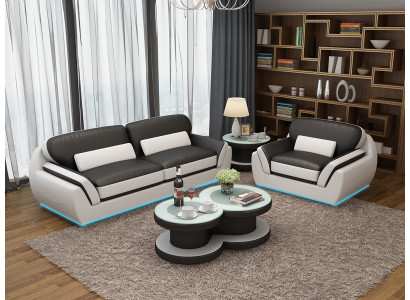 Ledercouch Sofa-Set 3+1 Sëtz Design Modern Neit Sofa