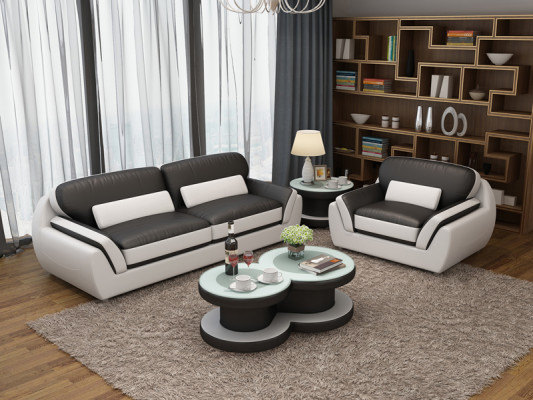 Ledercouch Sofa-Set 3+1 Sëtz Design Modern Neit Sofa