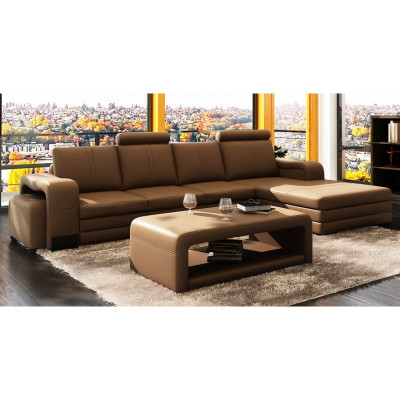 Exklusiv Ledercouch am Eckstil Stilvollen Design fir zeitlos Eleganz