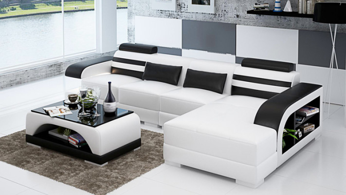Ledersofa Canapé Wunnlandschaft Ecke Canapé Ensemble Design Modern Canapé G8033C