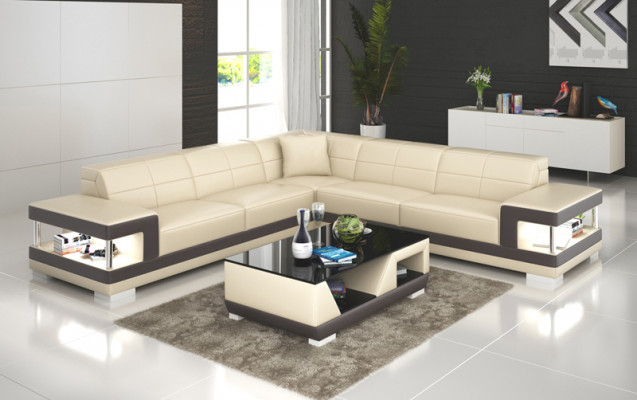 Ledercouch Eckwoonlandschaft Modern Sofa Eckdesign Garnitur