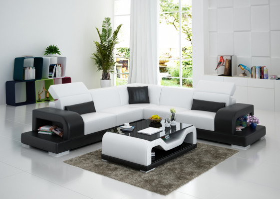 Ledersofa Couch Wunnlandschaft Ecksofa L-Form Garnitur Design Dekor Modern