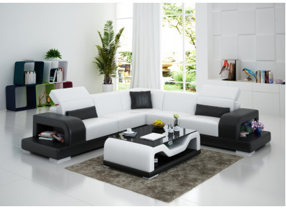 Ledersofa Couch Wunnlandschaft Ecksofa L-Form Garnitur Design Dekor Modern