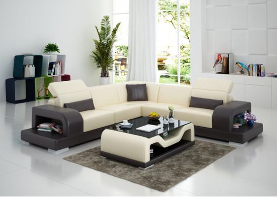 Ledersofa Couch Wunnlandschaft Ecksofa L-Form Garnitur Design Dekor Modern