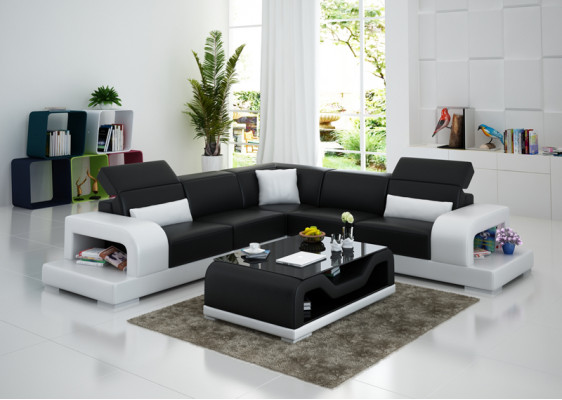 Ledersofa Couch Wunnlandschaft Ecksofa L-Form Garnitur Design Dekor Modern