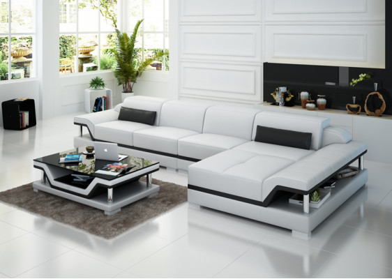 Design Ledercouch Sofa Couch Polster Eckgarnitur Sëtzgarnitur Lieder Couchen 8004C