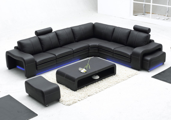 Ledercouch Sofa Canapé Wunnlandschaft Echecouch Eck Garnitur Design Modern Nei A1109