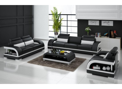 Design Sofasëtzgrupp Ledersofa Set 3+2+1 Sëtzgrupp Sofa Canapé Nei Zitadelle S/W