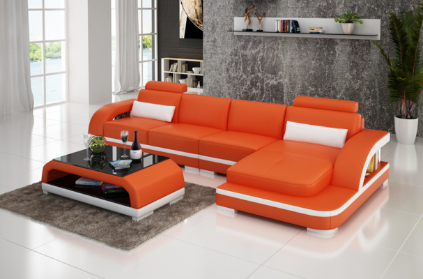 Ledercouch Wunnlandschaft Eckcouch Eck Garnitur Design Modern Couch G8011C