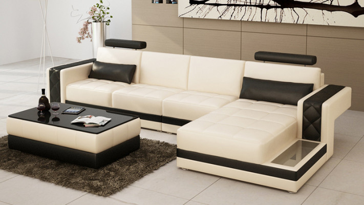 Ledercouch Couch Wunnlandschaft Eckcouch L-Form Garnitur Design Modern