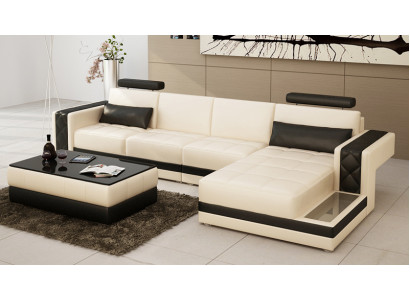 Ledercouch Couch Wunnlandschaft Eckcouch L-Form Garnitur Design Modern