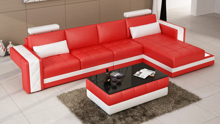 Ledercouch Couch Wunnlandschaft Eckcouch L-Form Garnitur Design Modern
