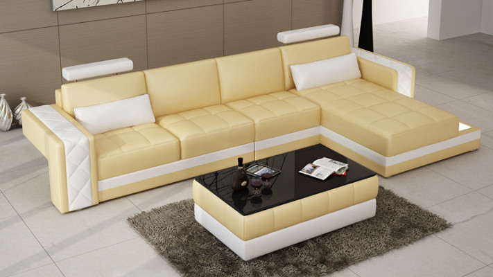 Ledercouch Couch Wunnlandschaft Eckcouch L-Form Garnitur Design Modern