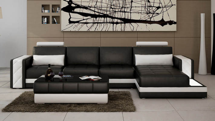 Ledercouch Couch Wunnlandschaft Eckcouch L-Form Garnitur Design Modern