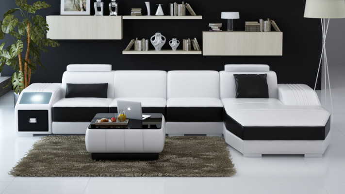 Modern Ledersofa Couch Wunnlandschaft Eckssofa Eck Garnitur Design Dekor