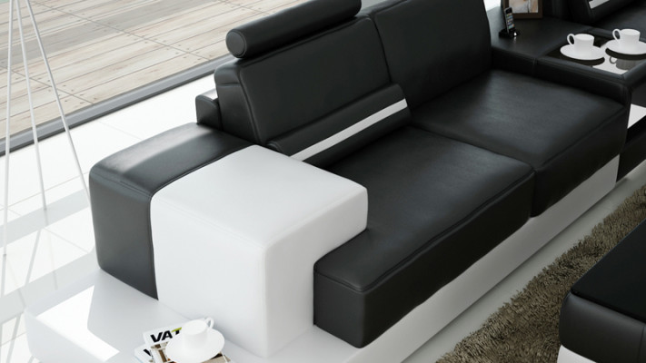 Ledersofa Couch Wunnlandschaft Ecksofa Eck Garnitur Design Modern Sofa L6004D