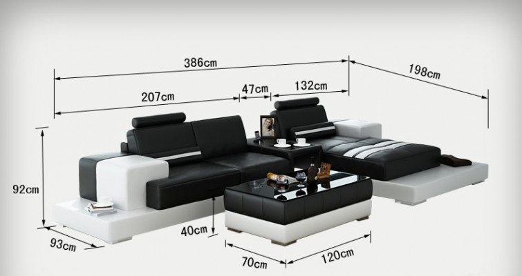 Ledersofa Couch Wunnlandschaft Ecksofa Eck Garnitur Design Modern Sofa L6004D